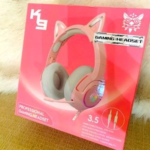 K9/Cat Ears pink professional Gaming headphones